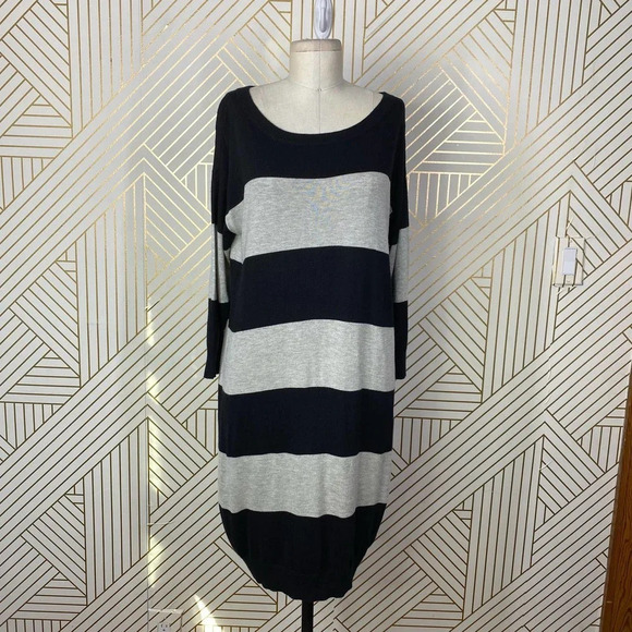 ATM Anthony Thomas Melillo Rugby Stripe Sweater Dress in‎ Black & Gray Size US S - Picture 2 of 12